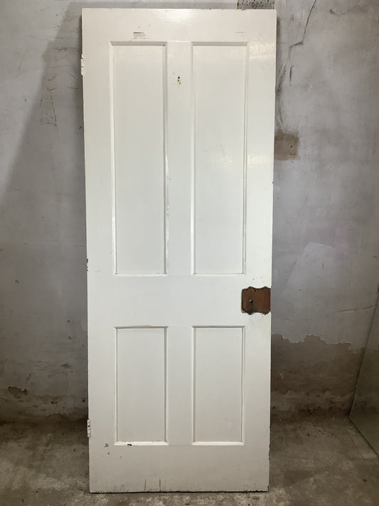 29 3/4"X77 1/4" 1930s Internal Painted Pine Four Panel Door 2over2 Reclamation