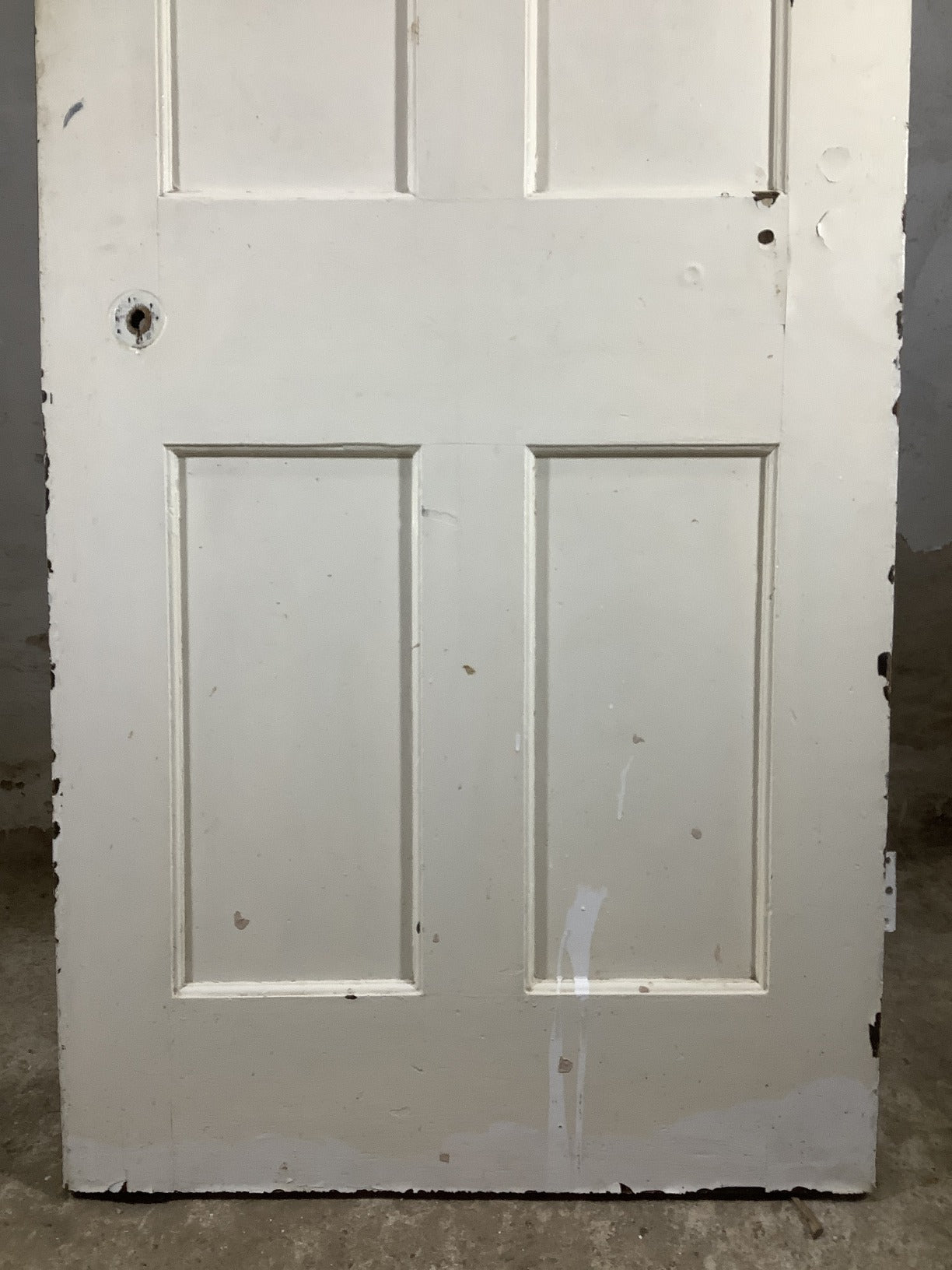 29 3/4"X76 1/2" 1930s Internal Painted Pitch Pine Four Panel Door 2over2 Old
