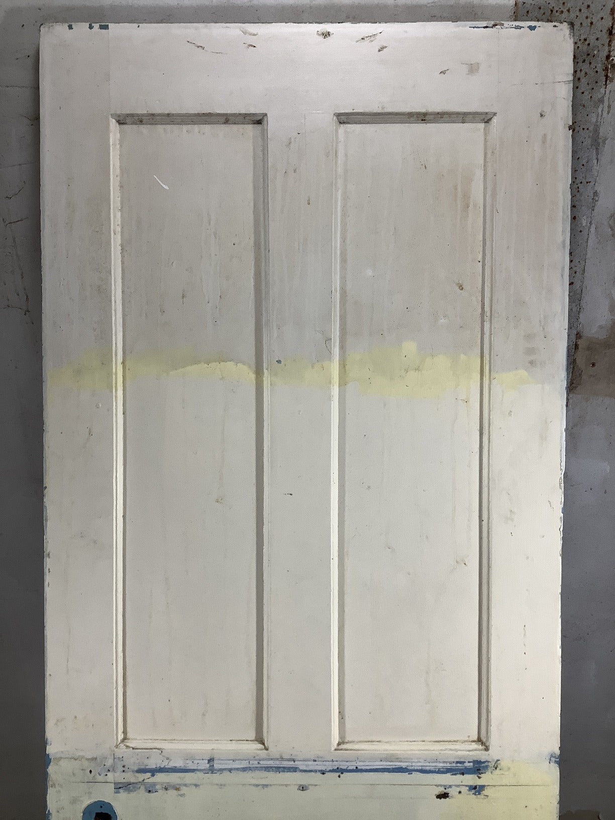 29 5/8"X76 3/4" 1930s Internal Painted Pitch Pine Four Panel Door 2over2 Old