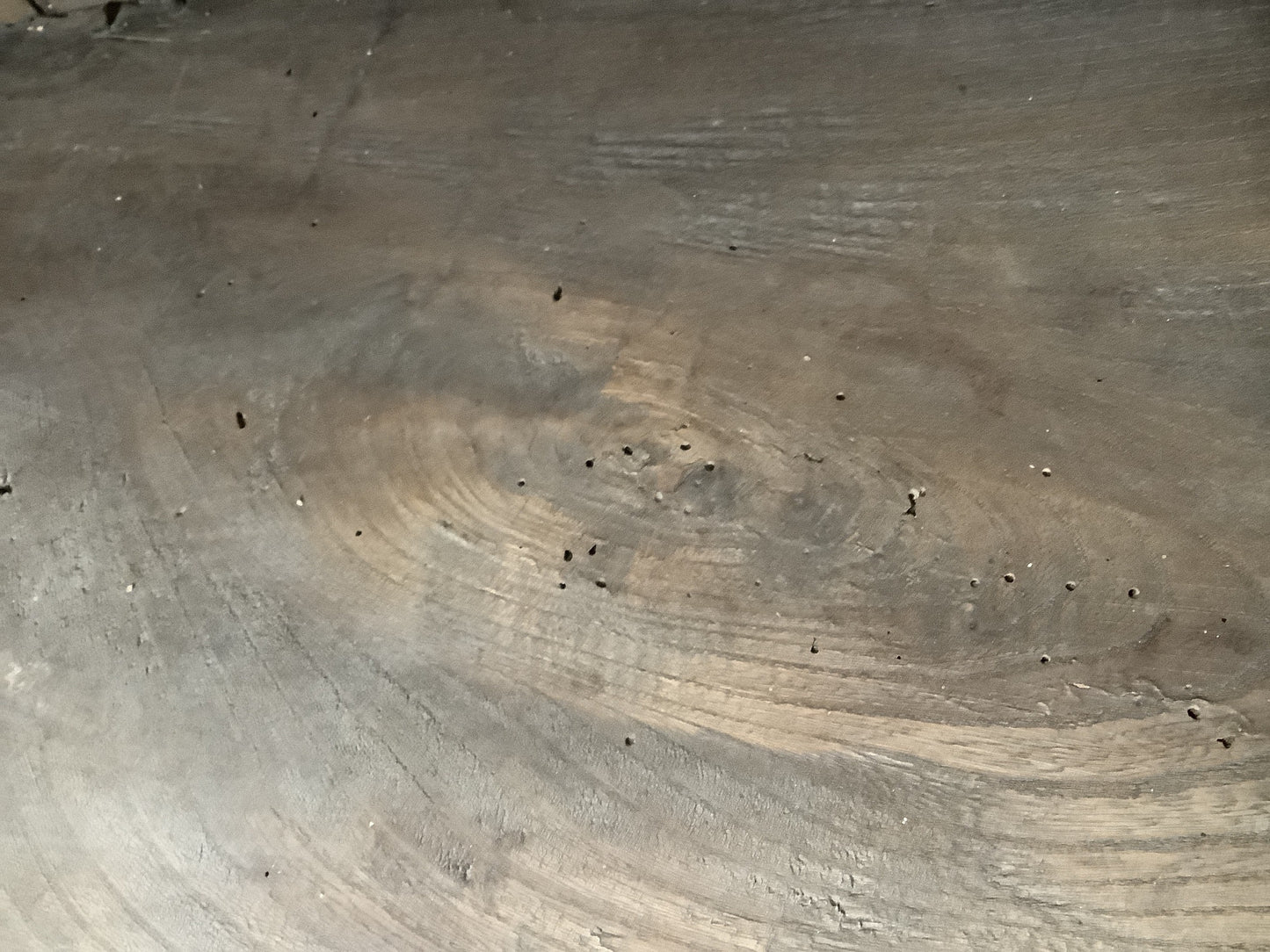 Woodworm holes bottom shelf