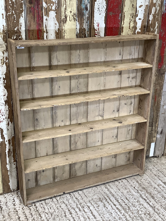 Rustic Victorian Stripped Pine Bookcase 4 Shelves Wooden 3'8"H 3'4" W