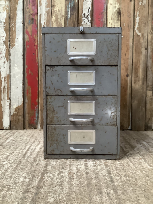Vintage Grey Painted Industrial Metal Industrial Filling Cabinet 2’1"H 1'2" W