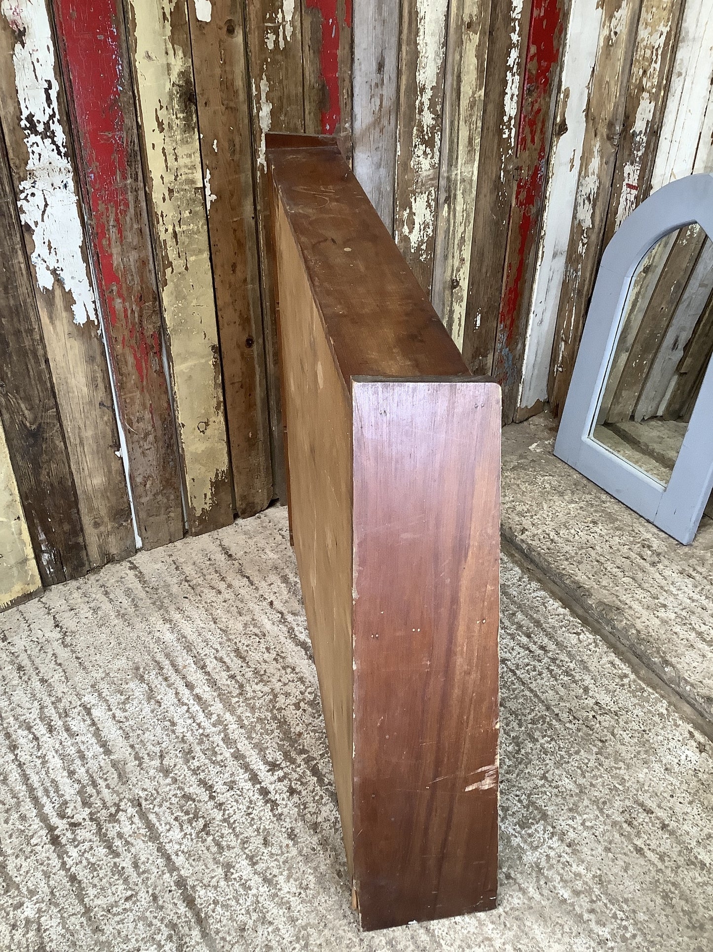 Used 1970s Varnished Pine & Ply Bookcase 3 Shelves Wooden 2'11"H 3' W