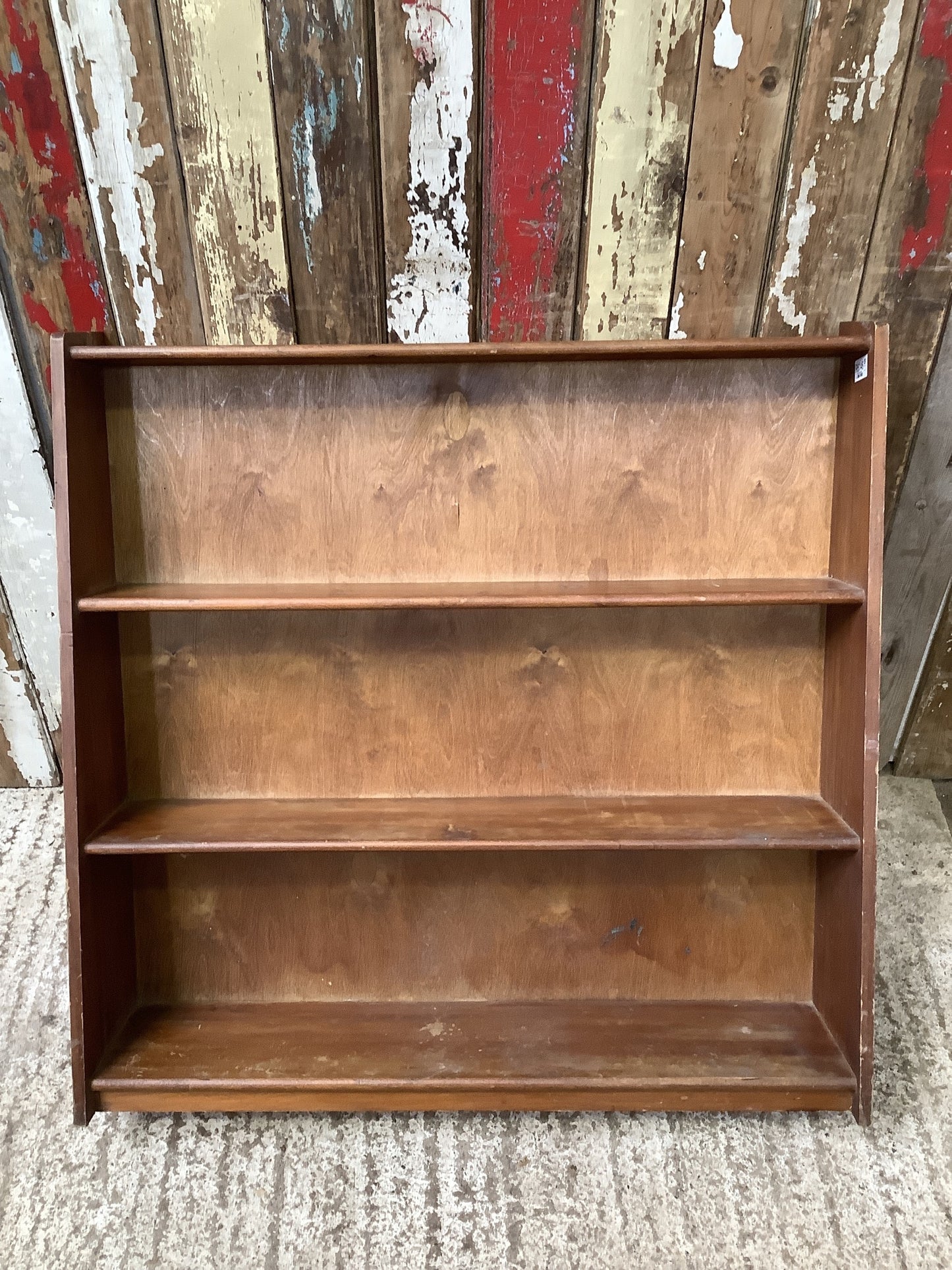 Used 1970s Varnished Pine & Ply Bookcase 3 Shelves Wooden 2'11"H 3' W