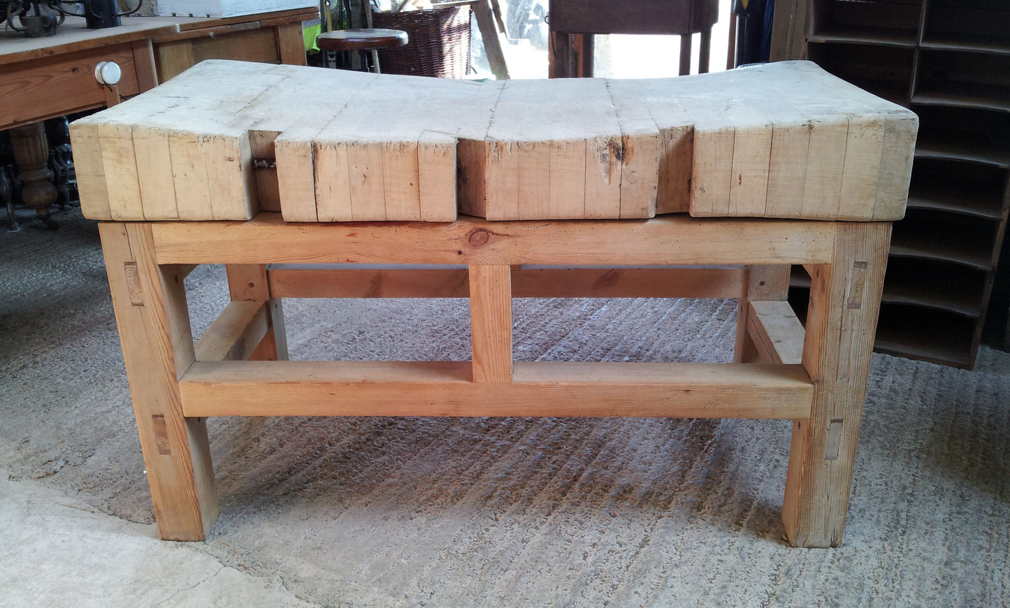 Reclaimed Butcher's Block and Pine Stand