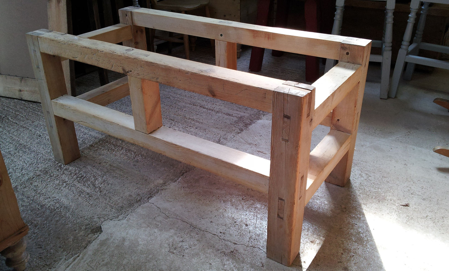 Reclaimed Butcher's Block and Pine Stand