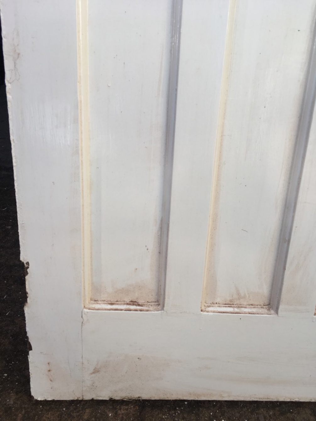 29 7/8"x76 1/2" 1930s Painted Pitch Pine Four Panel 1 Over 3 Internal Door