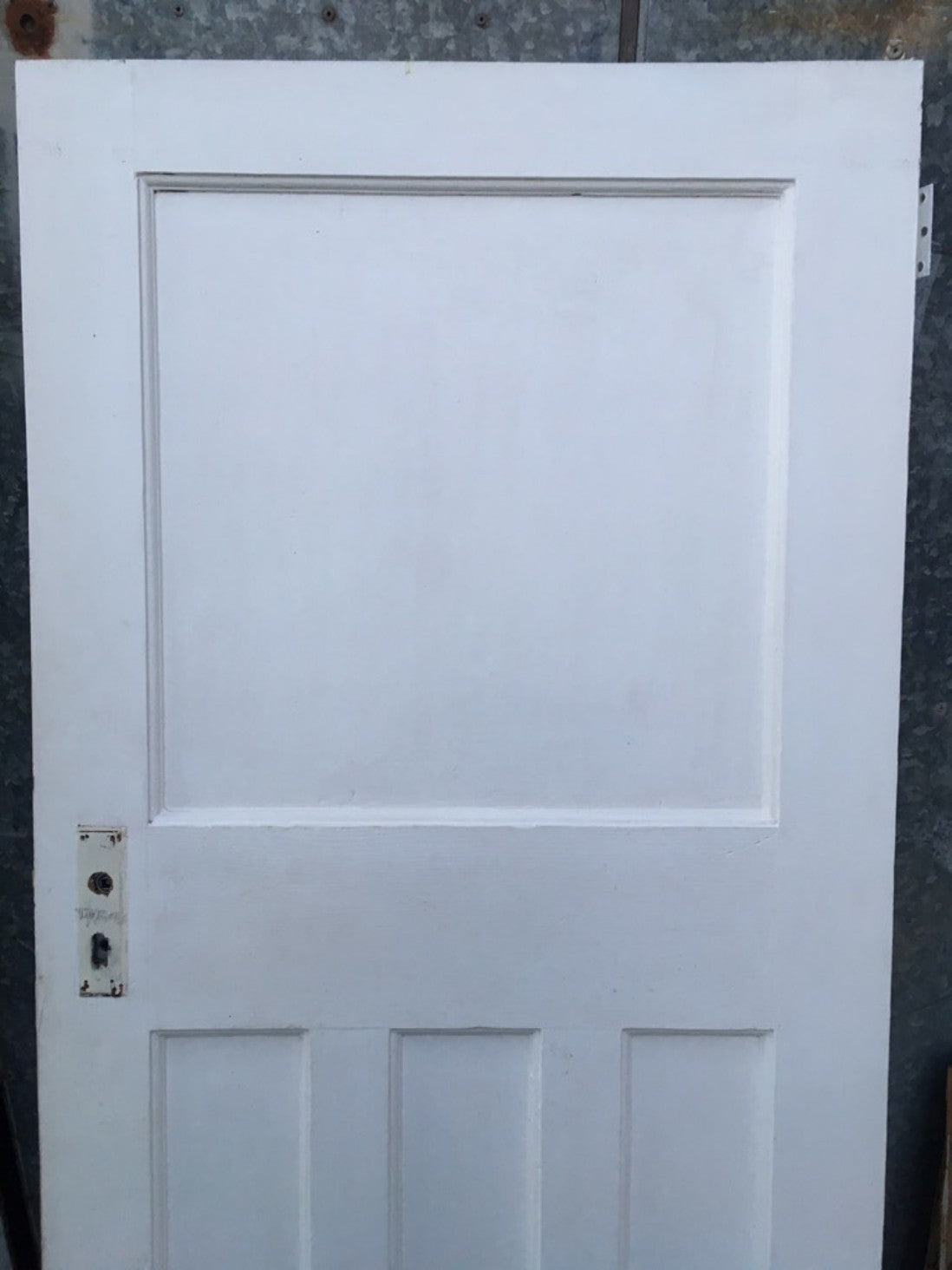 29 3/4"x76 1/2" Reclaimed 1930s Painted Pitch Pine 1 Over 3 Internal Door