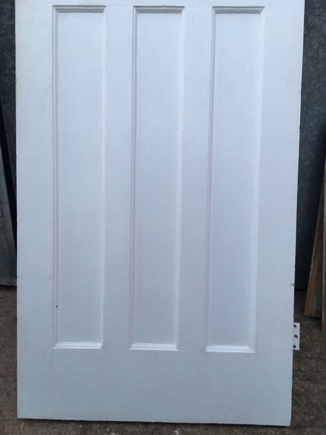29 3/4"x76 1/2" Reclaimed 1930s Painted Pitch Pine 1 Over 3 Internal Door