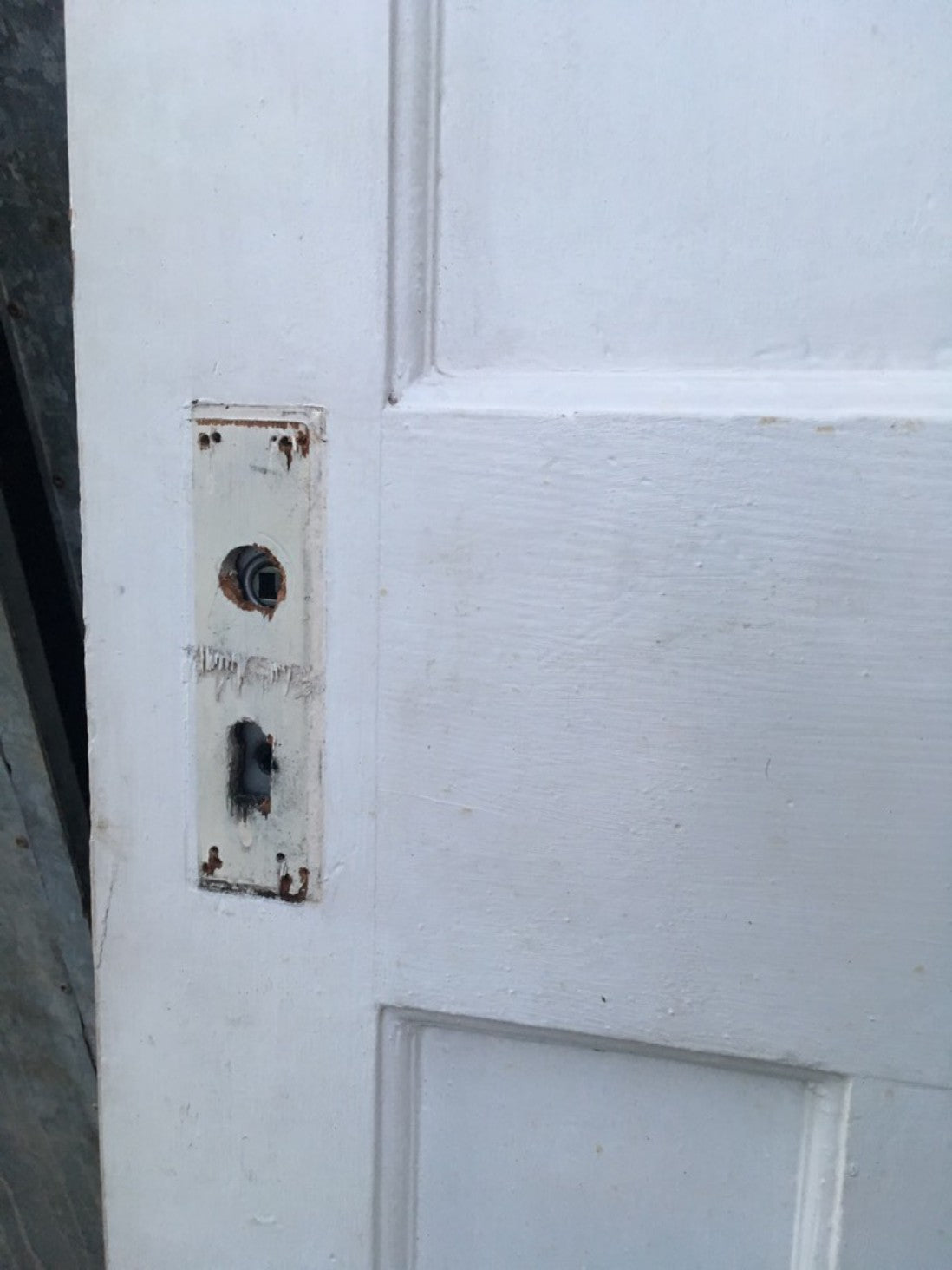 29 3/4"x76 1/2" Reclaimed 1930s Painted Pitch Pine 1 Over 3 Internal Door