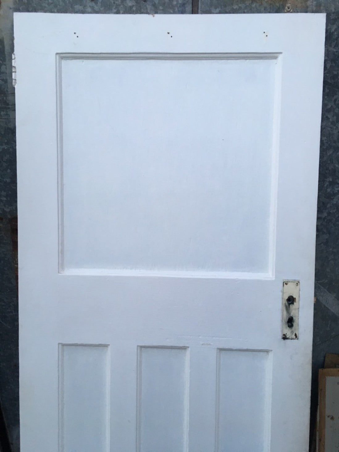 29 3/4"x76 1/2" Reclaimed 1930s Painted Pitch Pine 1 Over 3 Internal Door