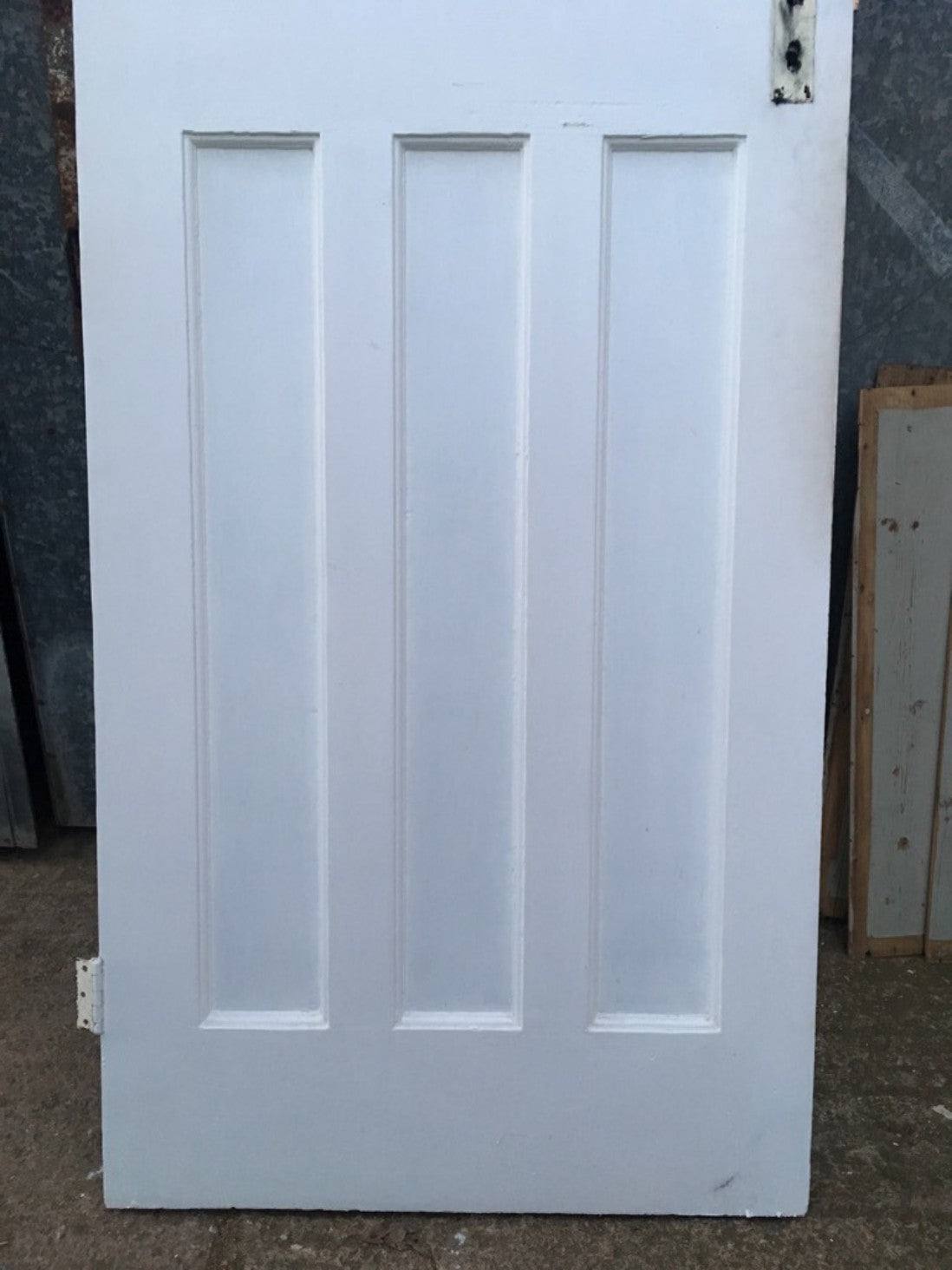 29 3/4"x76 1/2" Reclaimed 1930s Painted Pitch Pine 1 Over 3 Internal Door
