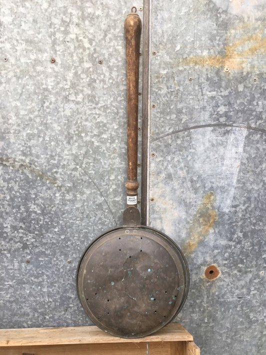 91cm By 34cm Large Antique Victorian Copper Bed Warming Pan With Short Handle