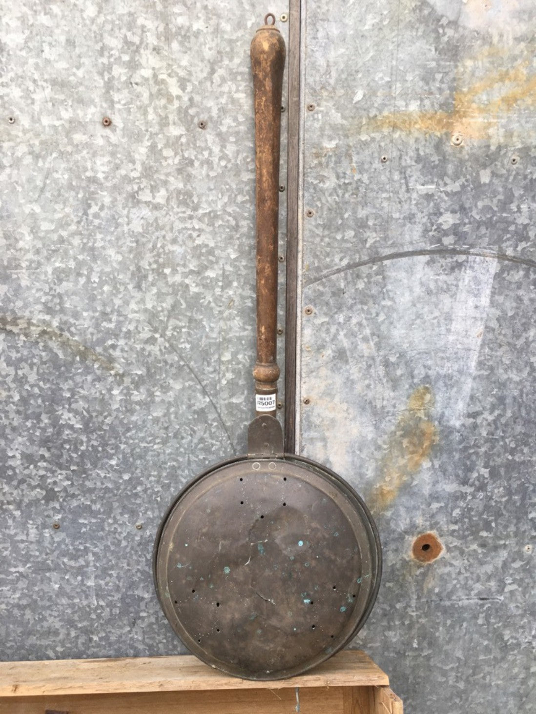 91cm By 34cm Large Antique Victorian Copper Bed Warming Pan With Short Handle
