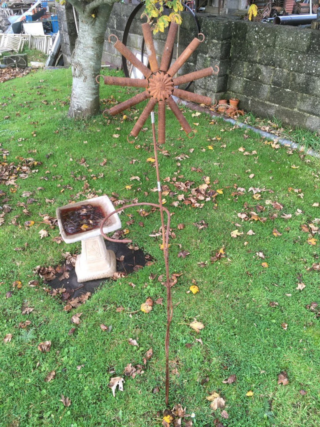 Interesting 5' Tall Rusty Steel Garden Art Spring Sunflower Flower Plant Support