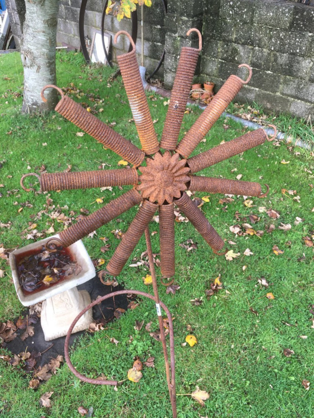 Interesting 5' Tall Rusty Steel Garden Art Spring Sunflower Flower Plant Support