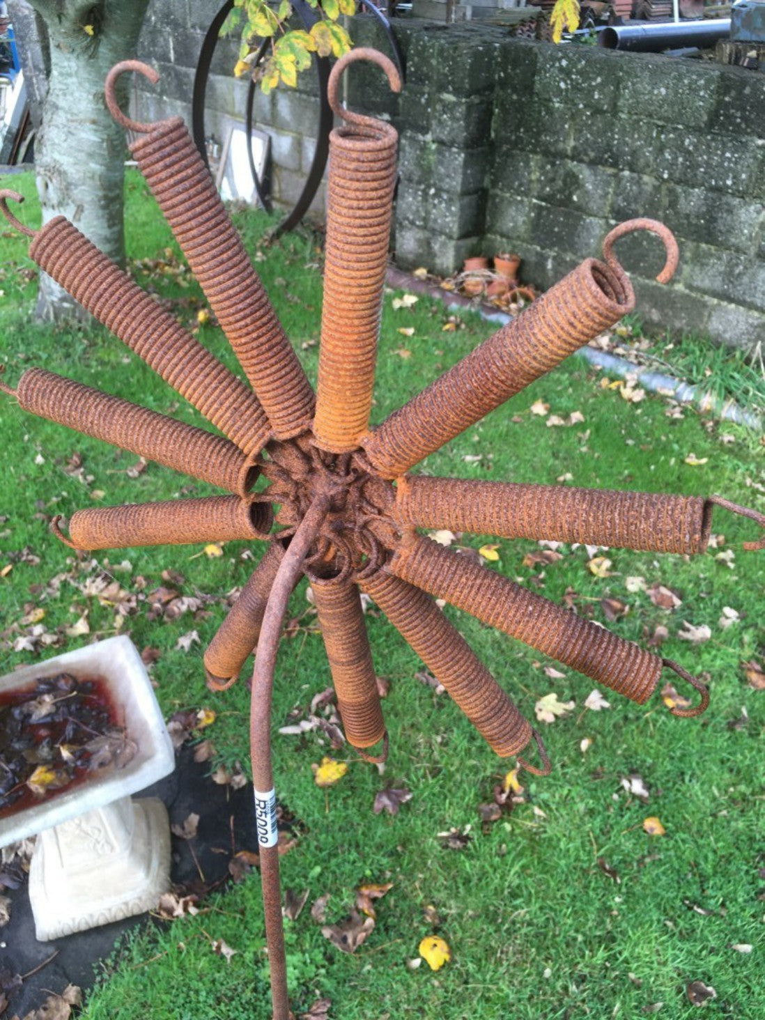 Interesting 5' Tall Rusty Steel Garden Art Spring Sunflower Flower Plant Support