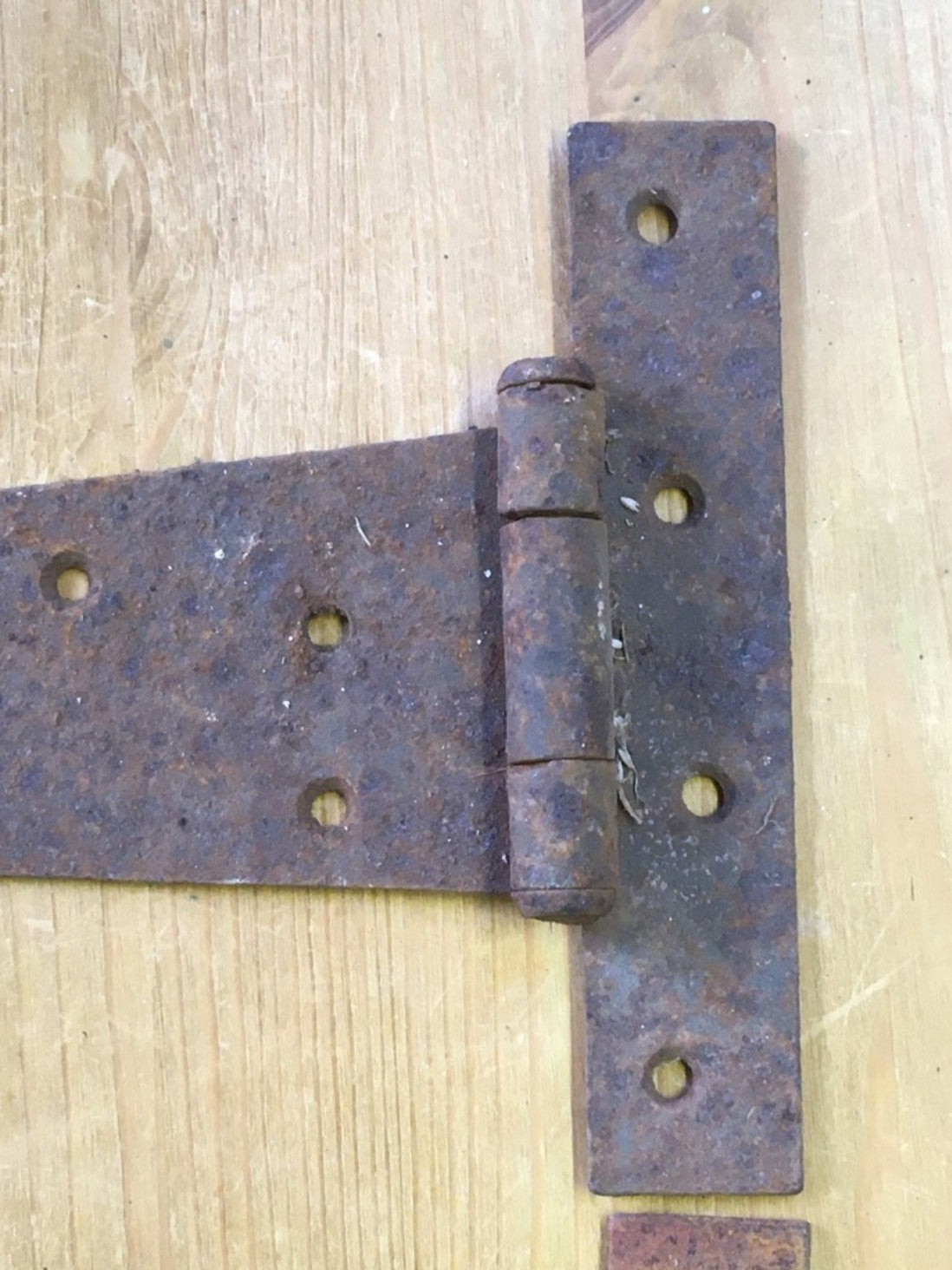 22" Big Long Pair Of Salvaged Old Wrought Iron Heavy Duty T Strap Door Hinges