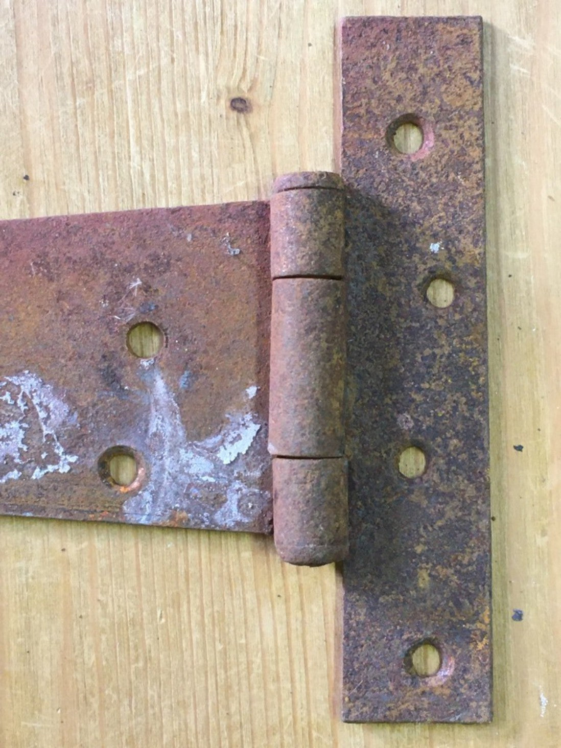 22" Big Long Pair Of Salvaged Old Wrought Iron Heavy Duty T Strap Door Hinges