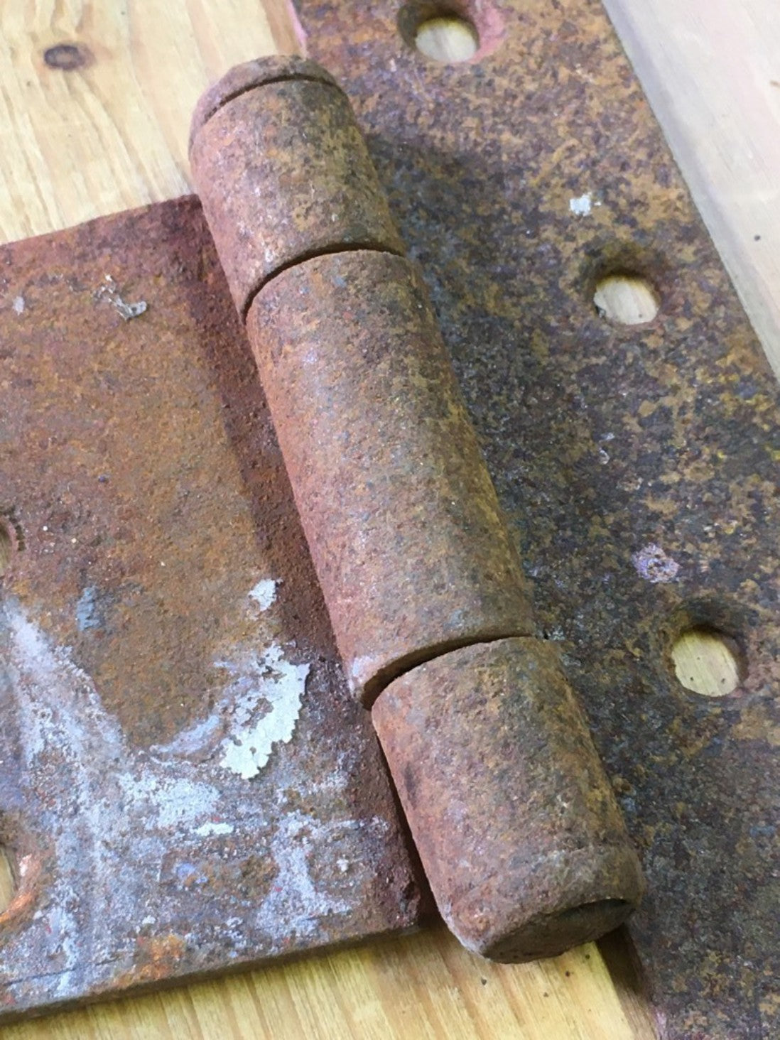 22" Big Long Pair Of Salvaged Old Wrought Iron Heavy Duty T Strap Door Hinges