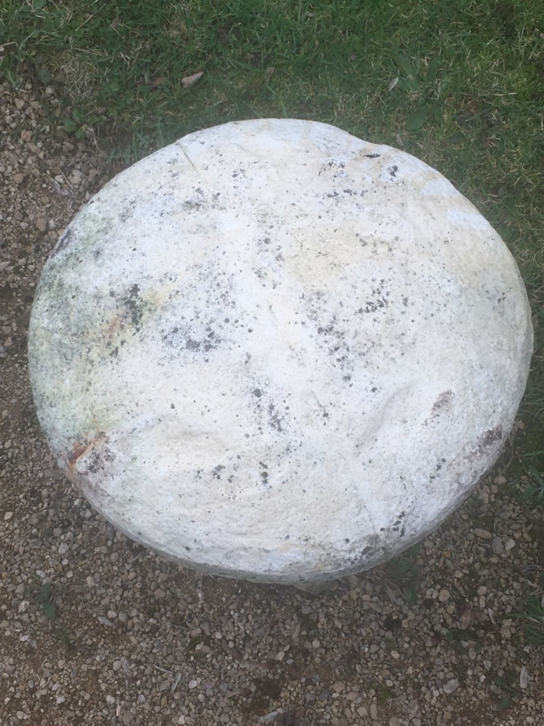 21" Reclaimed Weathered Concrete Garden Staddle Stone Mushroom Painted White