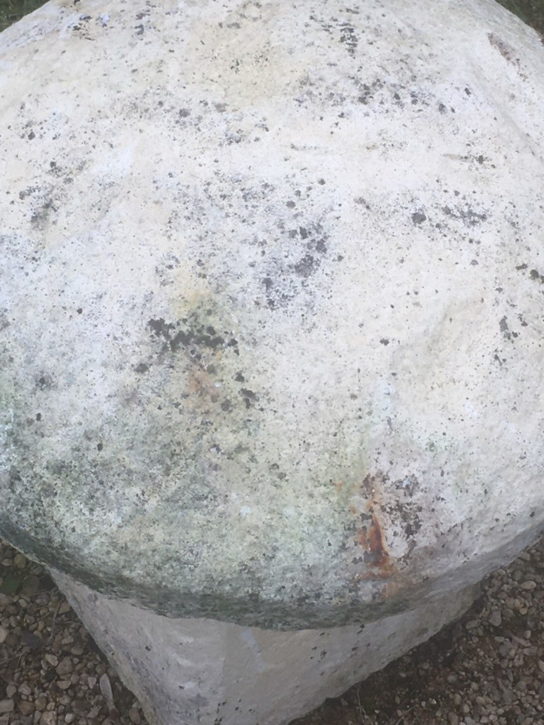 21" Reclaimed Weathered Concrete Garden Staddle Stone Mushroom Painted White