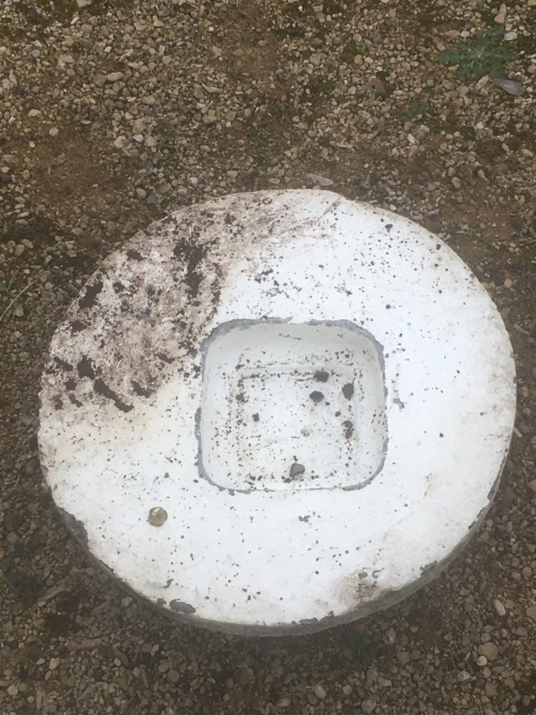 21" Reclaimed Weathered Concrete Garden Staddle Stone Mushroom Painted White