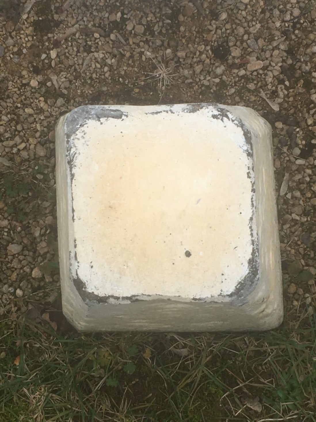 21" Reclaimed Weathered Concrete Garden Staddle Stone Mushroom Painted White