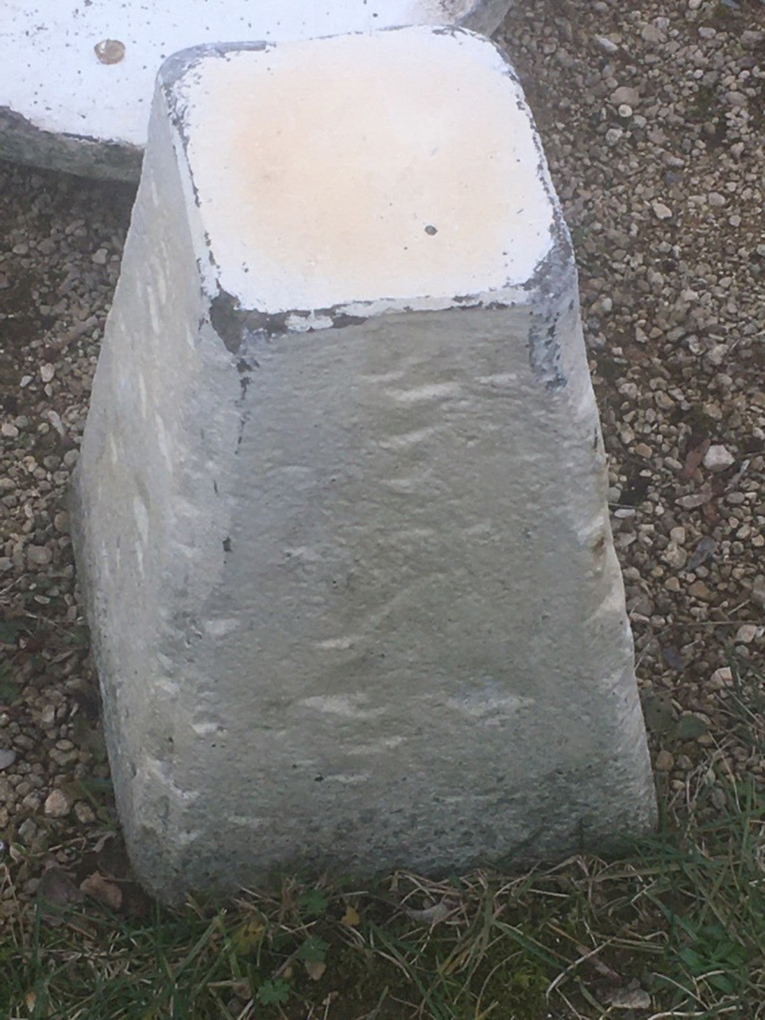 21" Reclaimed Weathered Concrete Garden Staddle Stone Mushroom Painted White