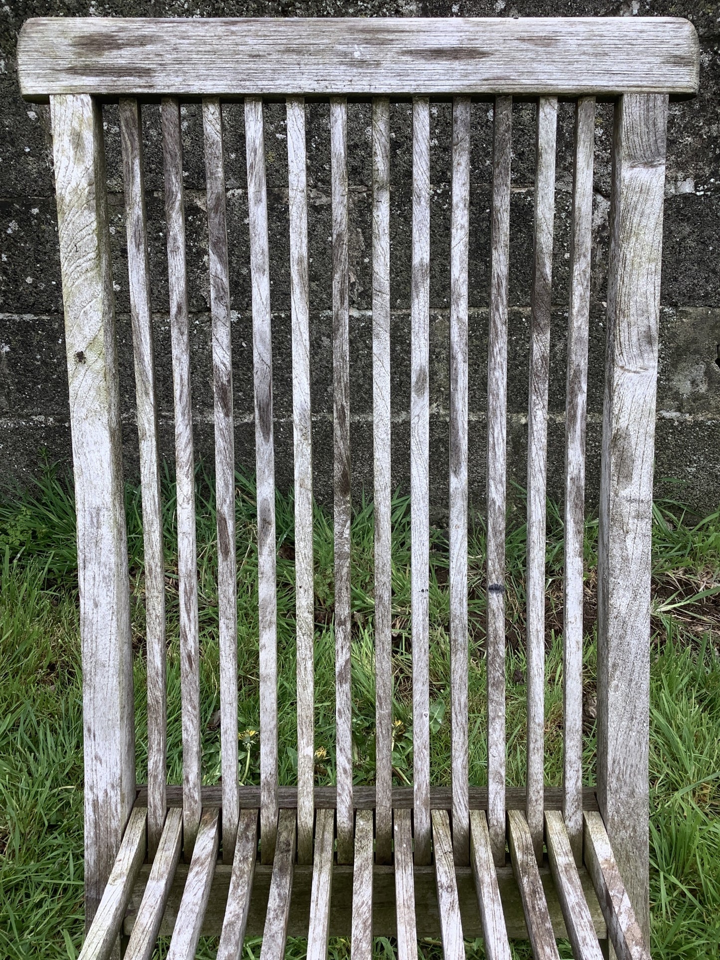 Folding Weathered Solid Teak Garden Single Slated Outside Chair 3'2"H