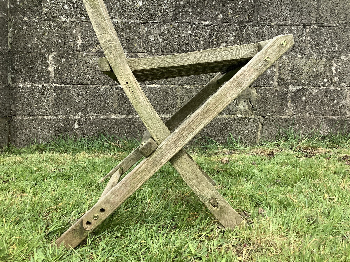 Silvered Weathered Solid Teak Garden Single Slated Outside Chair 3'2"H