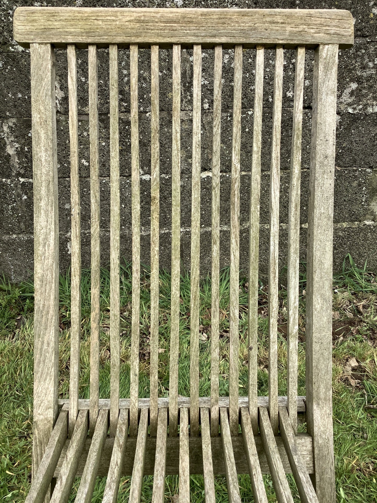 Silvered Weathered Solid Teak Garden Single Slated Outside Chair 3'2"H