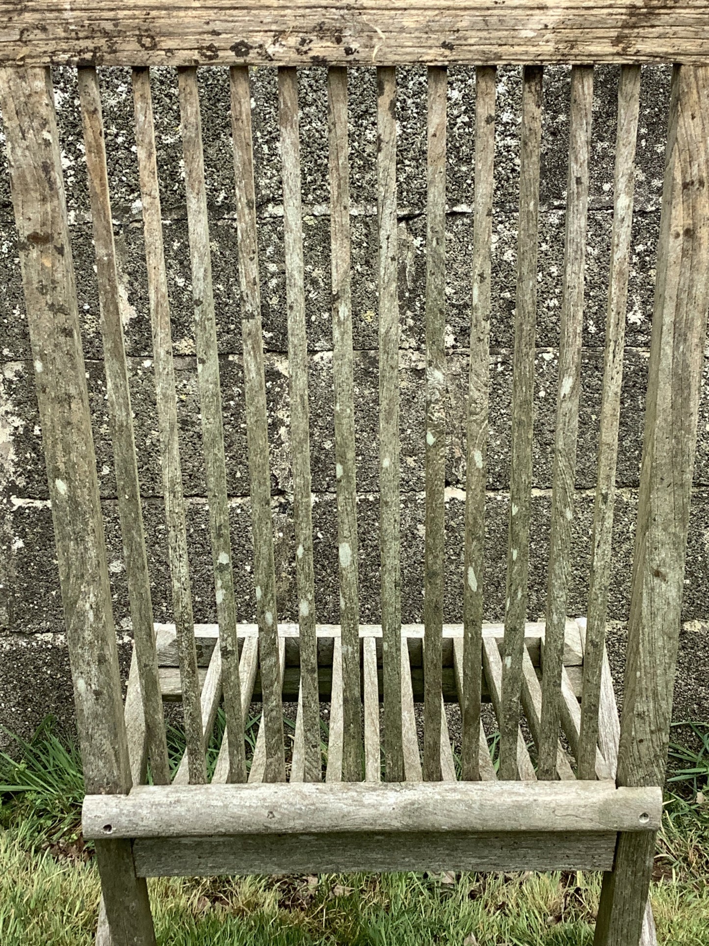 Silvered Weathered Solid Teak Garden Single Slated Outside Chair 3'2"H