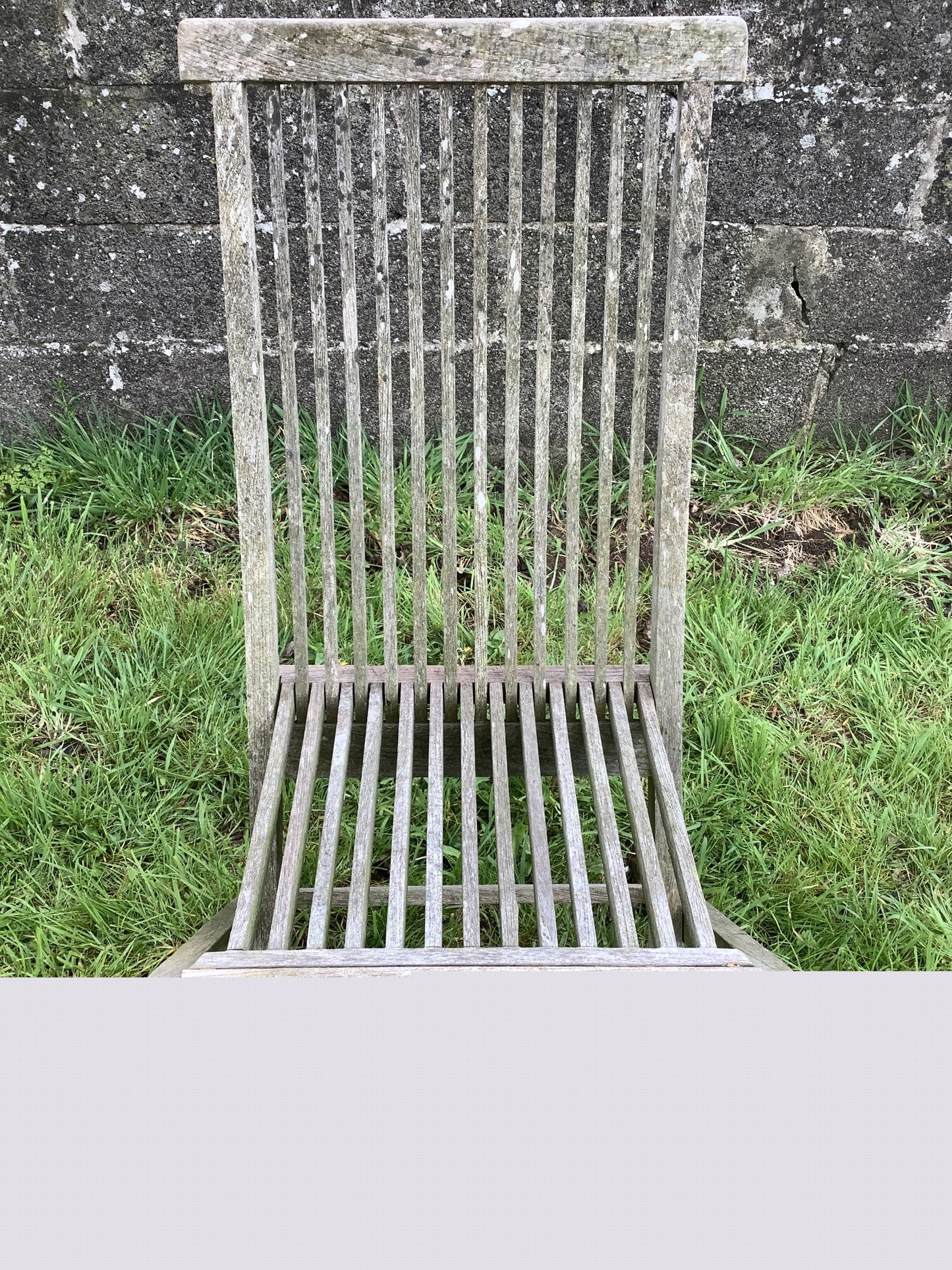 Folding Weathered Solid Teak Garden Single Slated Outside Chair 3'2"H