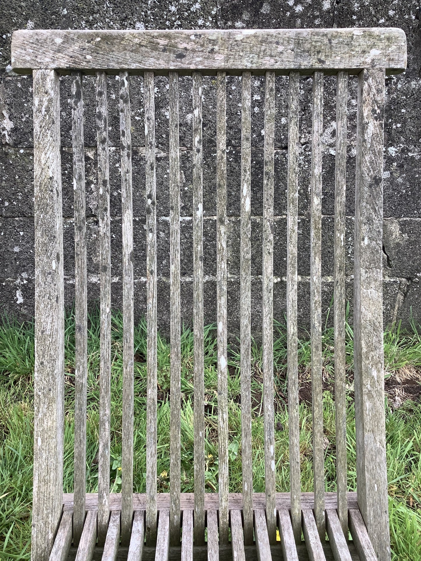 Folding Weathered Solid Teak Garden Single Slated Outside Chair 3'2"H