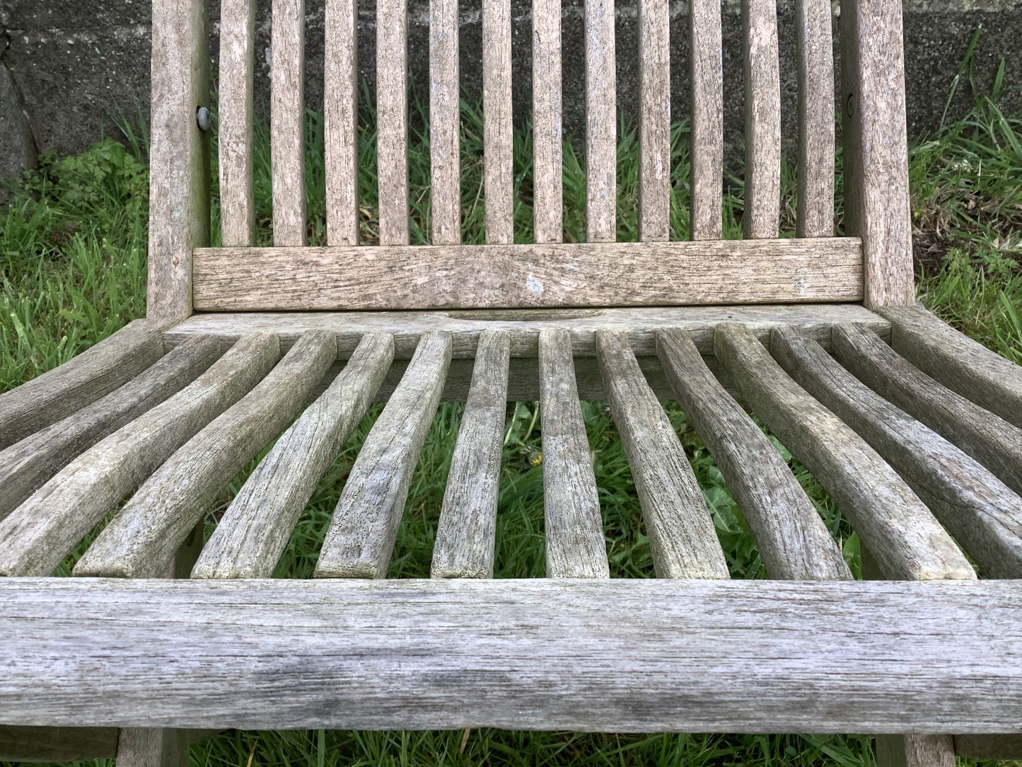 Silvered Weathered Solid Teak Garden Single Slated Outside Chair 2'7"H