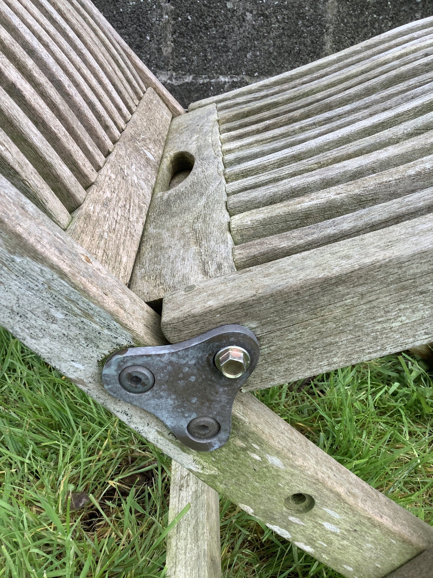Silvered Weathered Solid Teak Garden Single Slated Outside Chair 2'7"H