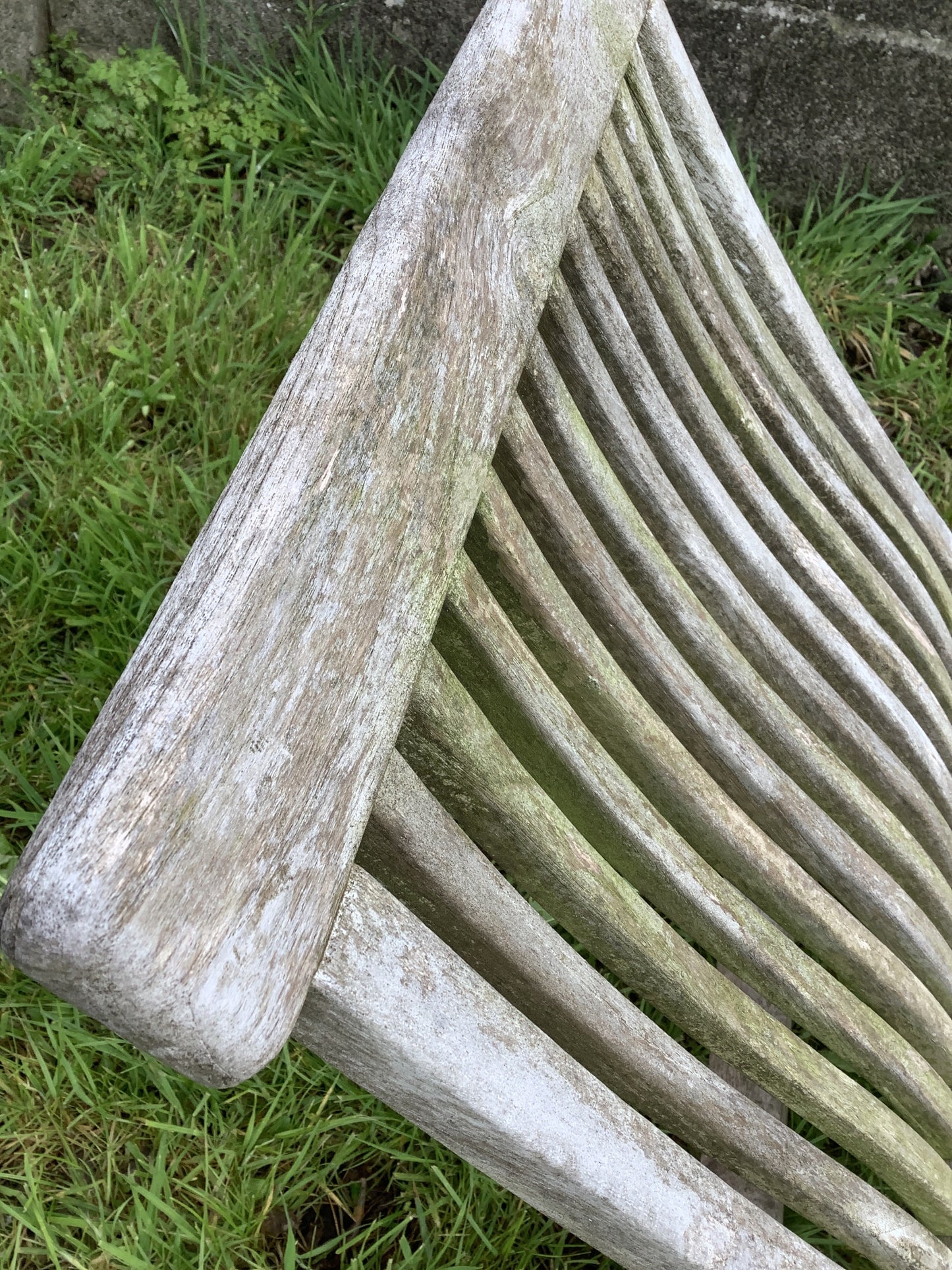 Silvered Weathered Solid Teak Garden Single Slated Outside Chair 2'2"H