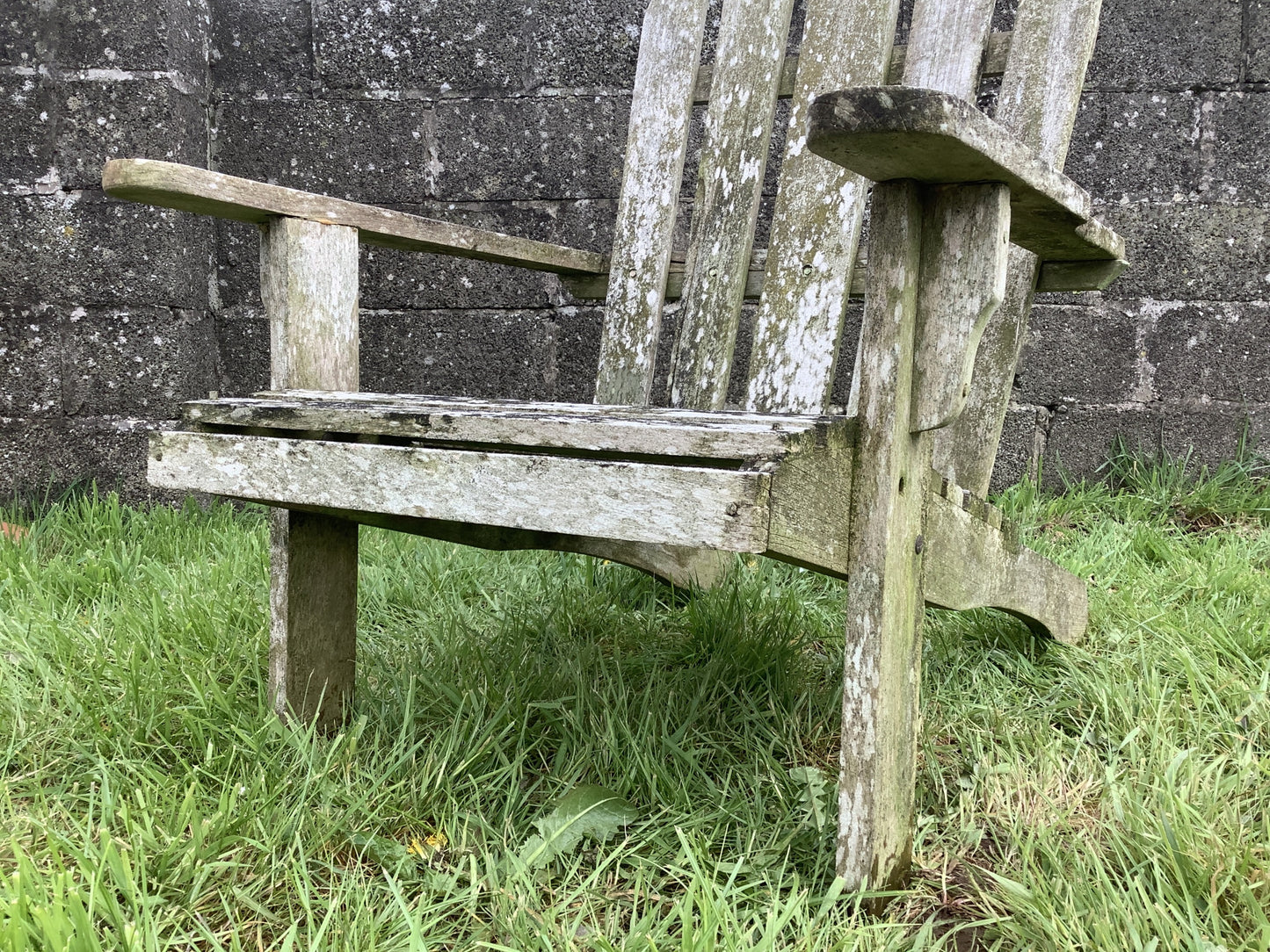 Low Sun lounger Rustic Solid Old Reclaimed Teak Carver Arm Garden Chair 3'4"H