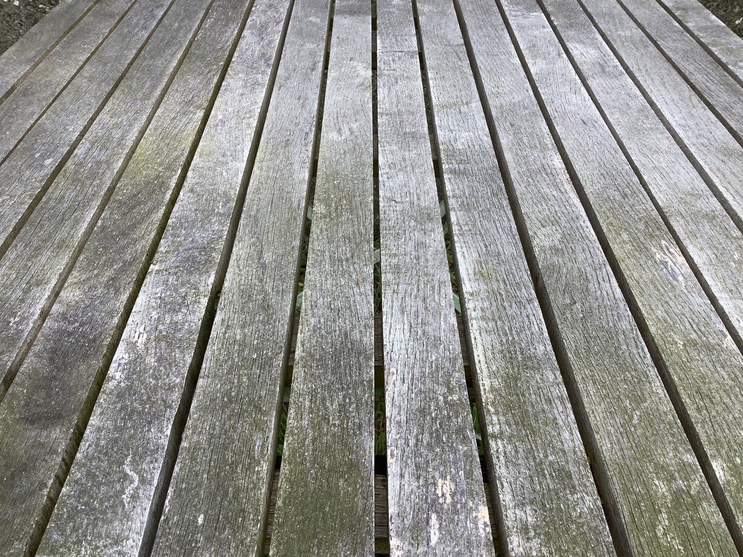 Oak Slats & Wrought Iron Reclaimed Garden Table & 2 Chairs