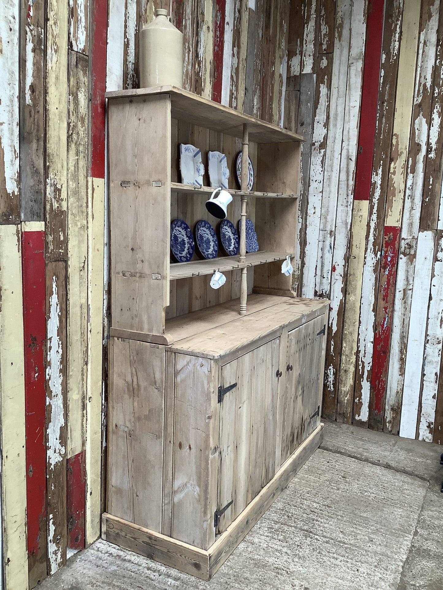 Rustic Old Country Pine Welsh Kitchen Dresser 6'6"High x 5'3" Wide