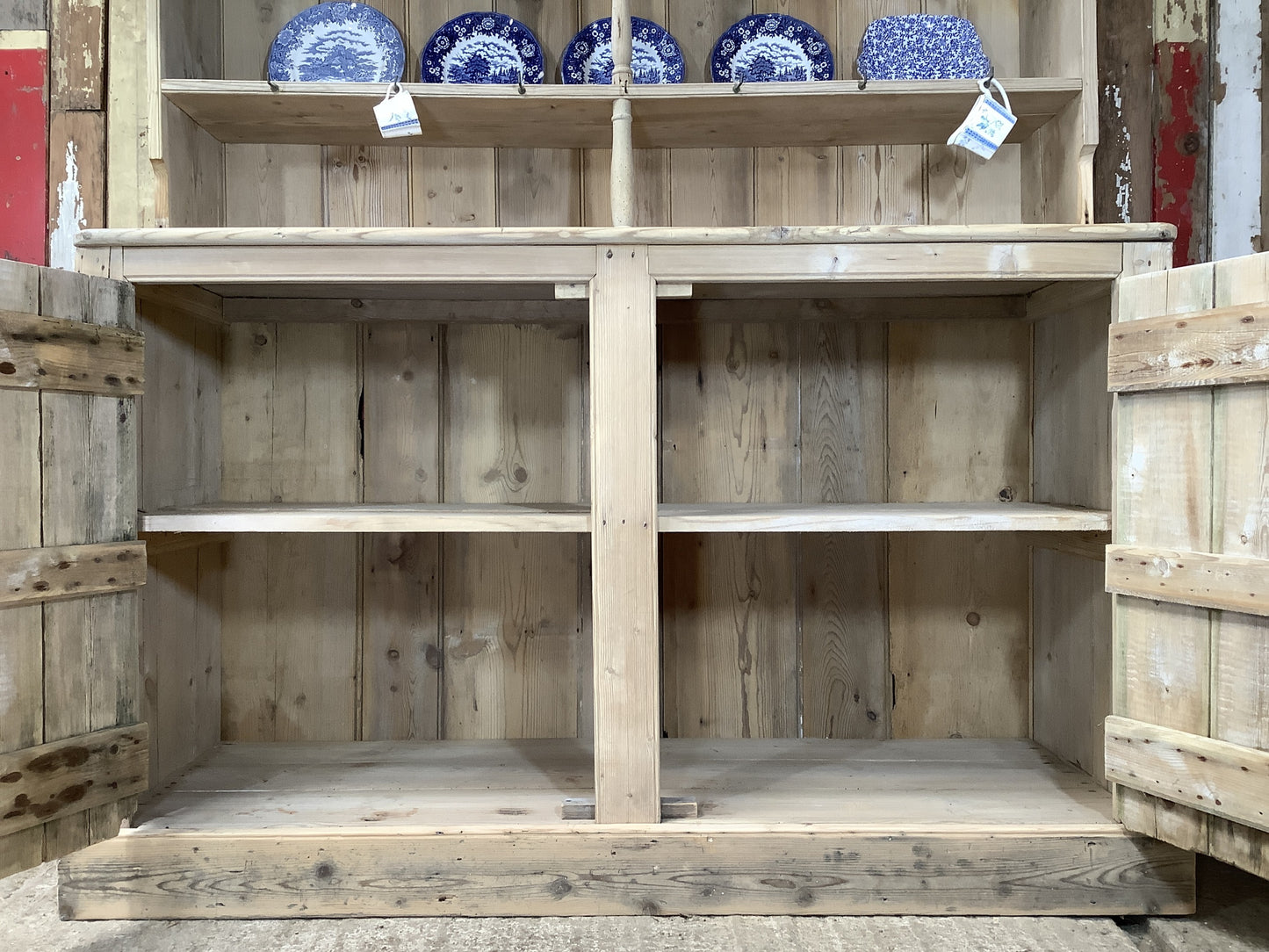 Rustic Old Country Pine Welsh Kitchen Dresser 6'6"High x 5'3" Wide