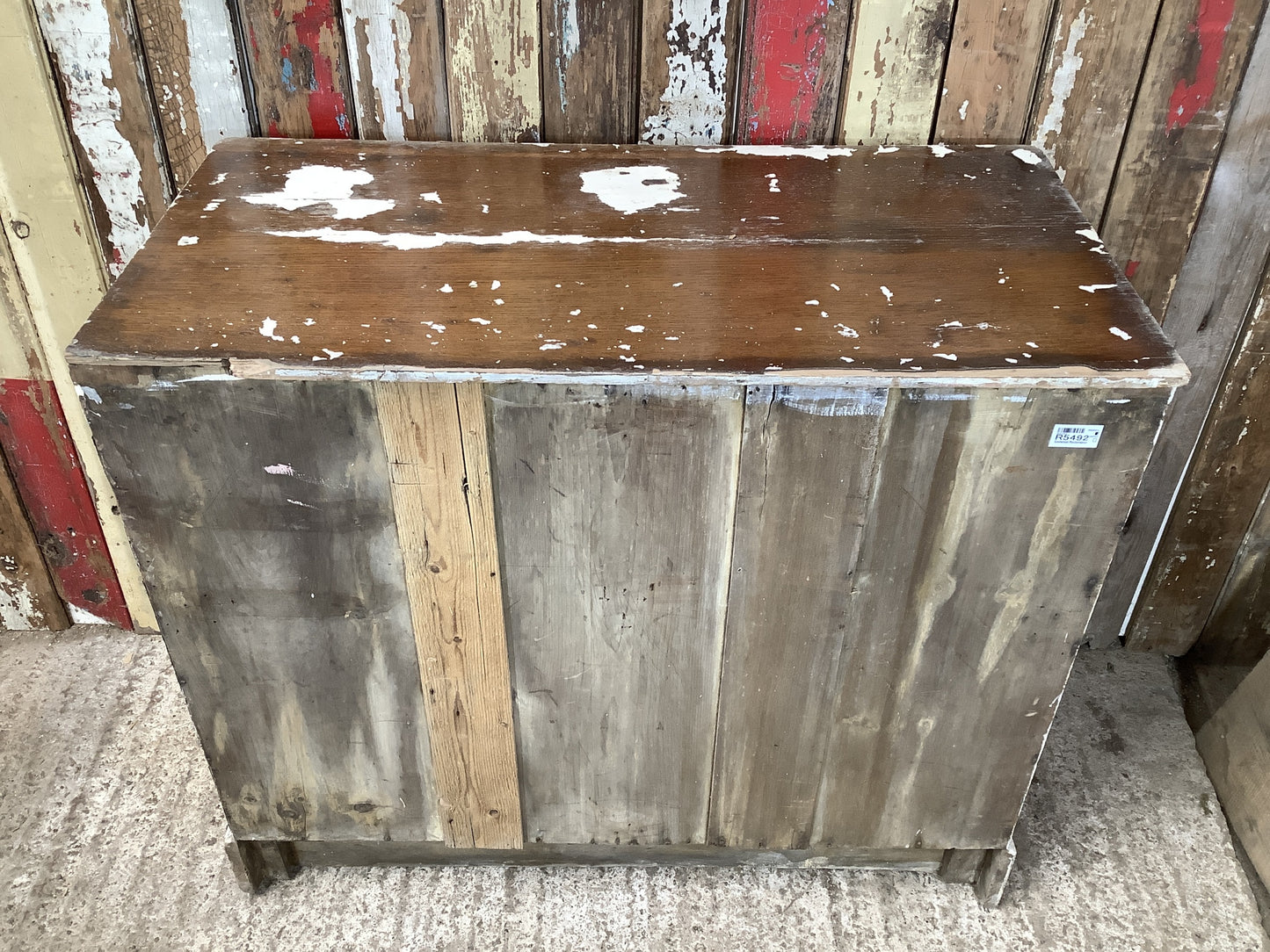 1930s Sanded Oak Veneered & Pine 2 Over 2 Chest of Drawers 2'8"H 3'1" W