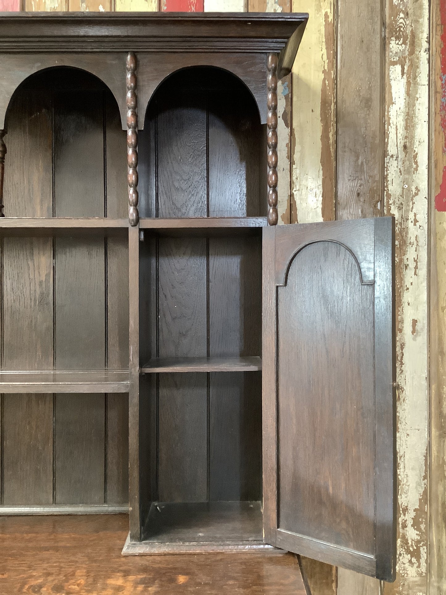 Beautiful Dark Solid Oak Dresser With Brass Handles 6'6"H 5'1"x W