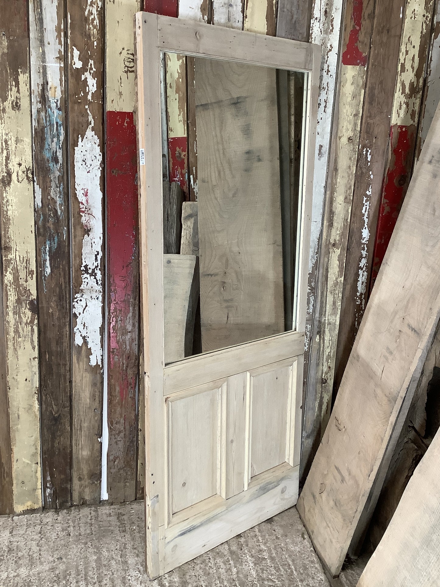 Old Pine Reclaimed Weathered Wooden Frame Garden Mirror 5'6"H 2'3"x W