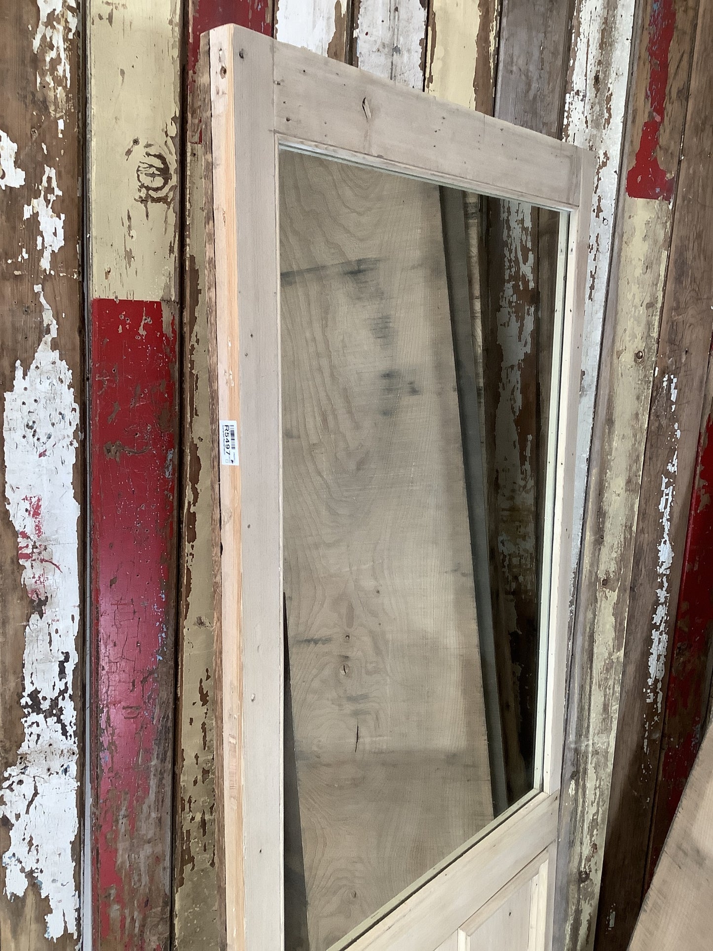 Old Pine Reclaimed Weathered Wooden Frame Garden Mirror 5'6"H 2'3"x W