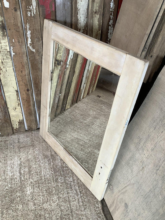 Old Pine Reclaimed Weathered Wooden Frame Garden Mirror 3'3"H 2'7"x W