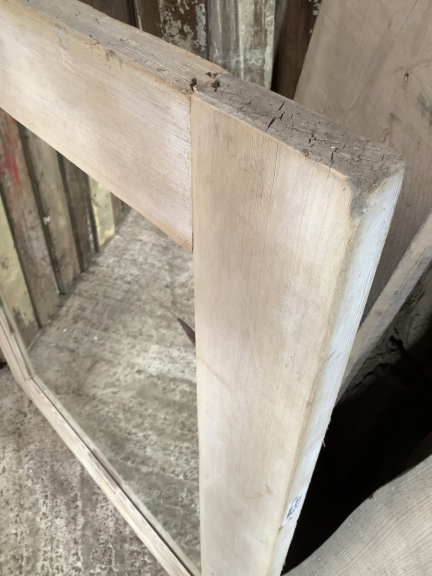 Old Pine Reclaimed Weathered Wooden Frame Garden Mirror 3'3"H 2'7"x W