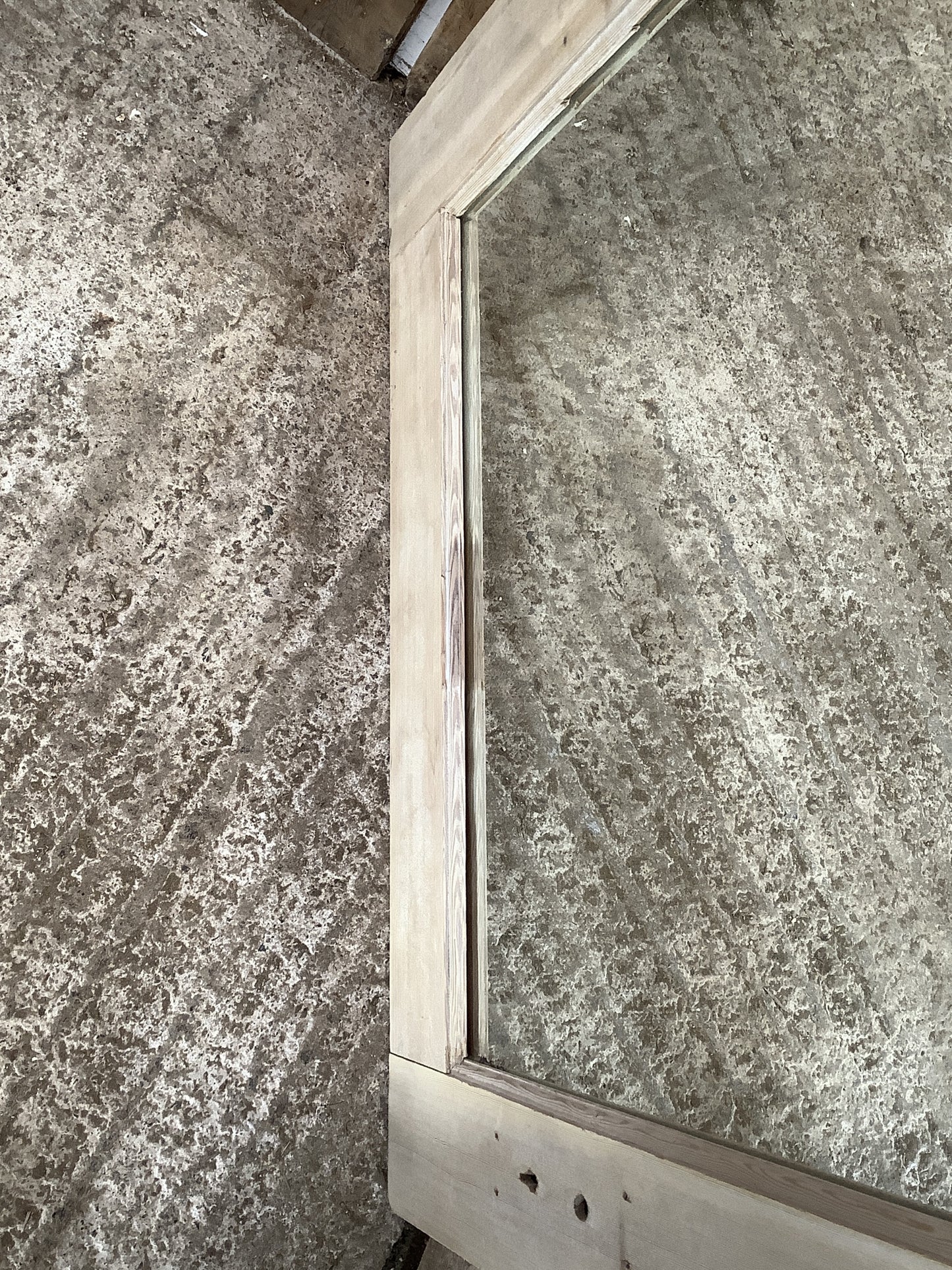 Old Pine Reclaimed Weathered Wooden Frame Garden Mirror 3'3"H 2'7"x W