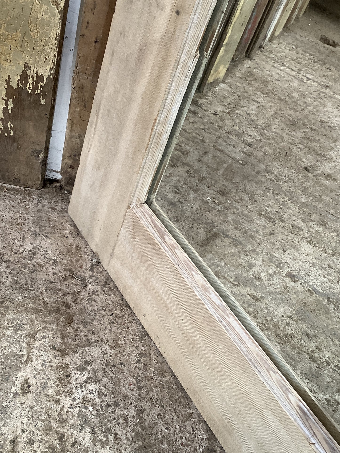 Old Pine Reclaimed Weathered Wooden Frame Garden Mirror 3'3"H 2'7"x W